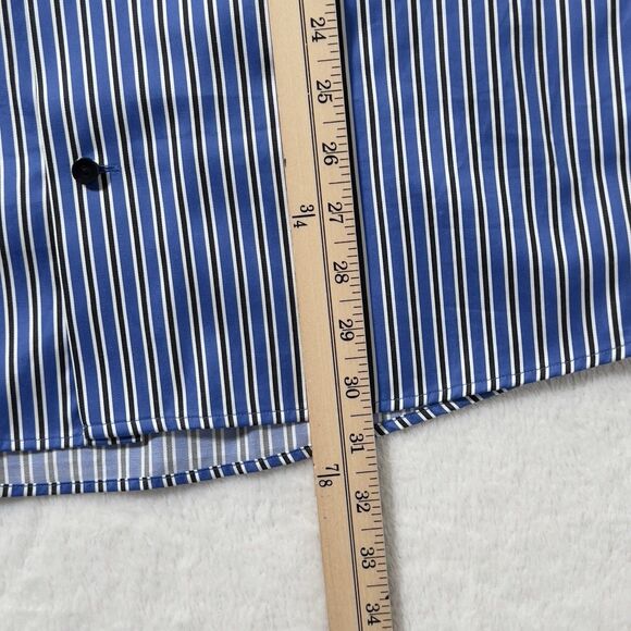 Eton Button Up Long Sleeve Shirt Mens Sz 15.5 39 M Striped Blue Contemporary - Picture 11 of 11